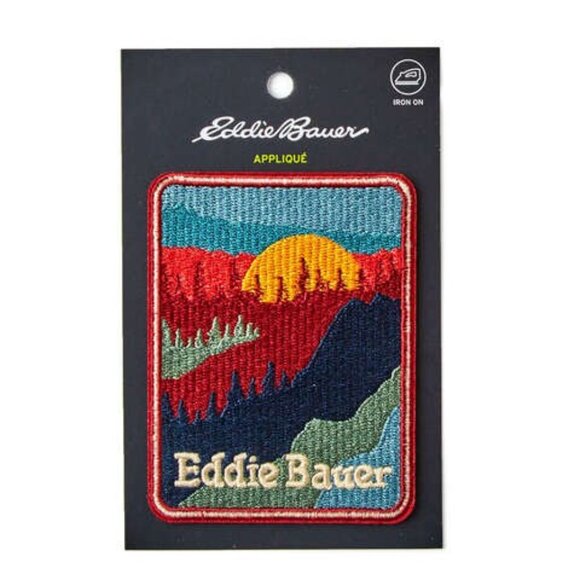 NWT Eddie Bauer Forest Sunset Embroidered Patch Iron On Applique Vivid Colorful - Picture 2 of 3